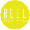 Reel youth Media Logo, yellow circle with white writing in the middle.