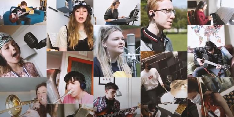 collage of young people performing the song